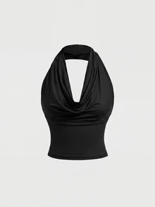 SHEIN MOD Plus Size Women Solid Color Pleated Casual Versatile Daily Wear Top - Dark Grey - View 12