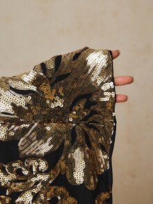 Travachic Plus Size Women's Floral Sequin Fashion Tube Top - Gold - View 8