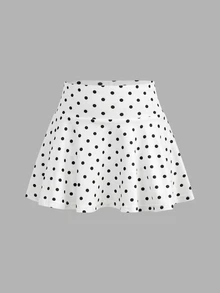 SHEIN 青少年女孩黑白波點印花3件套運動休閒服，百搭舒適 - 黑與白 - 查看 7