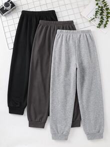 SHEIN 3件組買2送1兒童青少年男孩休閒百搭運動長褲套裝，男孩套裝，適合春/夏、秋季穿著，家庭聚會、開學季、婚禮季、運動、生日派對 - 彩色 - 查看 3