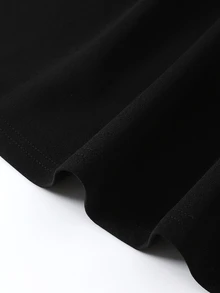 SHEIN Tween Girls Fall Dresses Shirt Collar Mesh Sleeve Pearl Decor Preppy Elegant Knit Fitted Floral Loose Ruched Halloween School Graduation White Black - Black - View 9