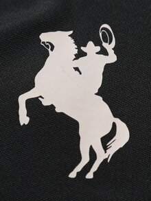 PAVTROS 男士大尺碼字母與騎士圖案休閒日常短袖 Polo 衫，哥德風 - 黑色 - 查看 3