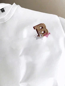 LOONEY TUNES X SHEIN Manfinity Joysei تي شيرت رجالي بأكمام قصيرة مطبوع عليه حروف بتصميم مشترك العلامة التجارية - أبيض - مشاهدة 2