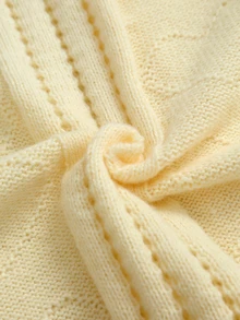 GlowEve CURVE Pale Yellow Wavy Lace Hollow Knit Cardigan . Cable Texture + Single-Breasted . Fresh & Gentle Style Plus Size Cardigan - Yellow - View 7
