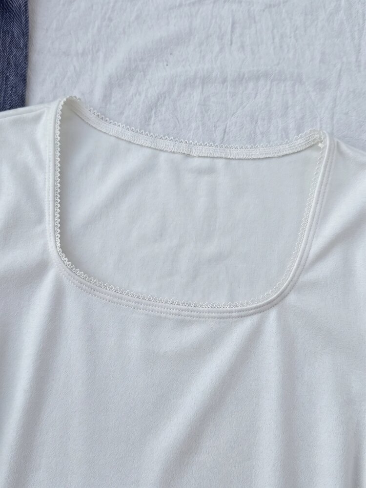 SHEIN Tween Girl Lace Patchwork Long Sleeve Fashion Versatile T-Shirt - White - View 2