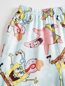 SpongeBob SquarePants | SHEIN 2pcs Fun Casual Style Tween Girl Camisole Top & Pants Comfortable Loungewear Set - Multicolor - View 6