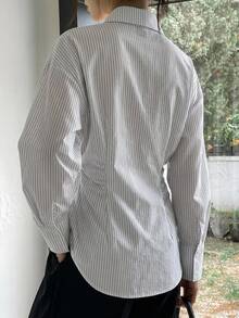 DAZY 秋季新款商務休閒風收腰翻領女式襯衫 - 白色 - 查看 2