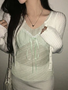 DAZY 女款素色百褶休閒百搭日常穿著上衣 - 薄荷綠 - 查看 4