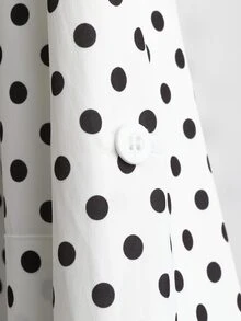 SHEIN Clasi Plus Size Autumn/Winter Lapel Polka Dot Print Pocket Jacket - Black and White - View 8
