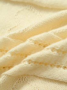 GlowEve CURVE Pale Yellow Wavy Lace Hollow Knit Cardigan . Cable Texture + Single-Breasted . Fresh & Gentle Style Plus Size Cardigan - Yellow - View 6