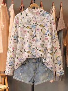 Attitoon Women's Elegant Commute Floral Print Blouse - Multicolor - View 1