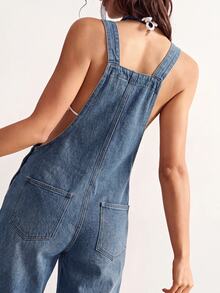 Bohemela Women's Street Style Colorblock Pocket Denim Overalls Work Outfits For Women - Light Wash - View 3