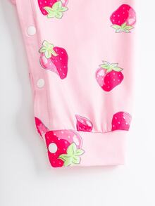 LOONEY TUNES X SHEIN Baby Girl Cartoon Print Casual Daily Long Sleeve Jumpsuit - Pink - View 5