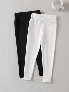 SHEIN 女童秋冬加厚內裡打底褲 買1送2 百搭休閒保暖內裡長褲 - 彩色 - 查看 2