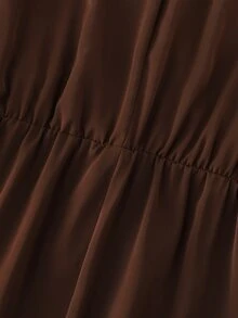 LUMIGAL Women's Coffee Color Wrap Asymmetric Hem Long Dress - Coffee - View 6