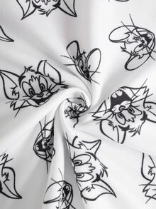 TOM & JERRY X SHEIN Young Boy Cartoon Print Tank Top And Shorts Underwear Set - White - View 7