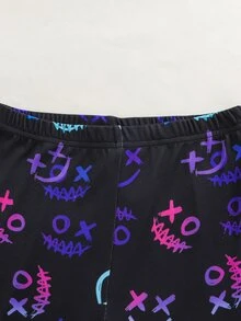 SHEIN 2件組兒童青少年男孩休閒日常舒適螢光遊戲機印花圓領套頭睡衣上衣與長褲針織居家服修身套裝 - 彩色 - 查看 7