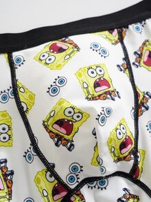SpongeBob SquarePants | SHEIN سروال داخلي بوكسر مطبوع برسومات كرتونية للأولاد المراهقين - متعدد الألوان - مشاهدة 5