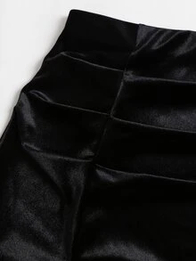 Sweetra Y2K Patchwork Eyelash Trim Commuter Casual Elegant Versatile Slimming Party Skirt - Black - View 5