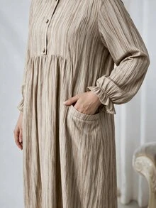 Al Najma Plus Size Women's Arabian Dress - Apricot - View 6