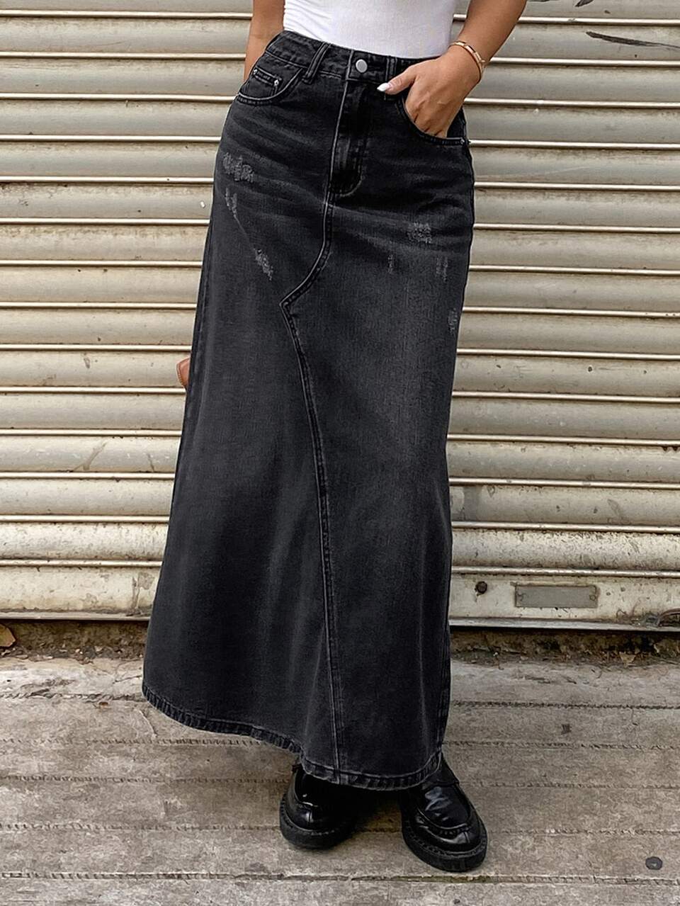 Women's Straight Long Casual Denim Skirt