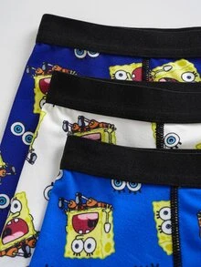 SpongeBob SquarePants | SHEIN سروال داخلي بوكسر مطبوع برسومات كرتونية للأولاد المراهقين - متعدد الألوان - مشاهدة 4