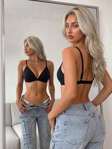 SuitURBody Women's Casual Versatile Skin-Friendly All-Match Bra Top 1pc - Black - View 2