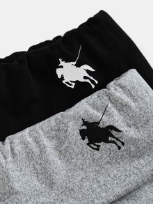 SHEIN Girlism 青少年女孩休閒百搭日常健身運動瑜伽緊身印花翻腰直筒褲 2件組，適合日常穿著 - 彩色 - 查看 4