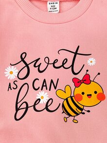 女嬰秋冬可愛甜美滿版印花長袖衛衣與滿版圖案喇叭褲套裝 - 彩色 - 查看 5