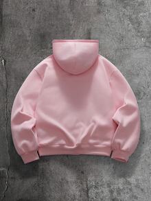 AXEPEAK Men's Casual Solid Color Hoodie Sweatshirt, Autumn/Winter - Baby Pink - View 2