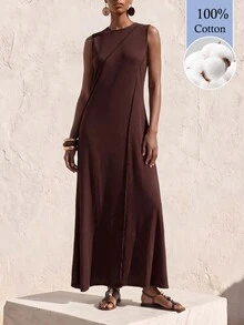 Zivah Women's Solid Color Casual Party Dress - Brown - View 7