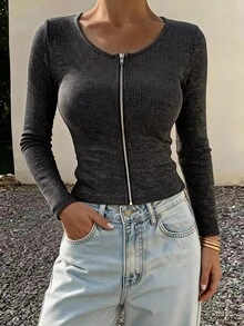 DAZY 女款夏季方領修身羅紋細肩帶背心 - 黑色 - 查看 5