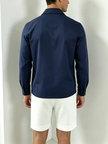 Manfinity Dauomo Men's Fashion Contrast Color Single-Breasted Casual Shirt - Blue - View 2