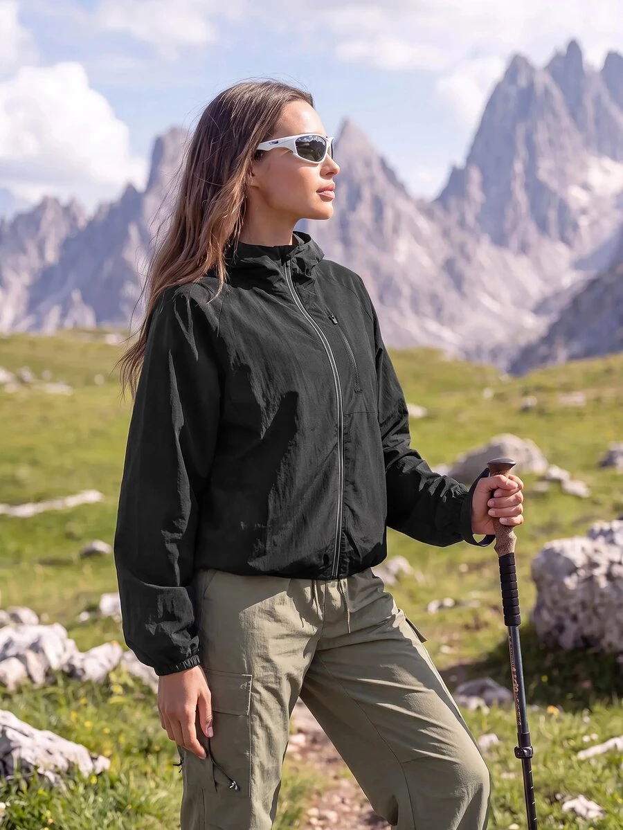 In My Nature Women's Solid Color Zipper Casual Daily Sun Protection Jacket
