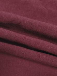 Balvessa Áo blouse nữ 100% cotton cổ vuông, phối ren, vạt bất đối xứng, trang trí cúc, tay dài phồng, phong cách thường ngày thanh lịch vintage, màu đỏ rượu vang, mùa thu, đi brunch - Màu Đỏ Sâu - Xem 5
