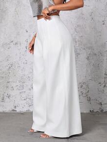 Selenza Plus Size Casual Versatile Solid Color Wide Leg Denim Jeans - White - View 7
