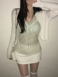 DAZY 女款素色百褶休閒百搭日常穿著上衣 - 薄荷綠 - 查看 2