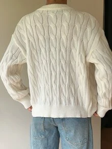 SHEIN Cardigan Wanita Minimalis Serbaguna Gaya Preppy Fashion Kasual untuk Perjalanan Sehari-hari, Bordir, Resleting, Cocok untuk Sekolah, Warna Putih, Musim Gugur - Krem - View 3