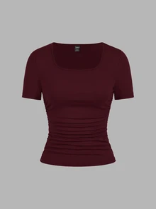 SHEIN EZwear 4件裝休閒極簡純色女款短袖T恤 - 彩色 - 查看 6