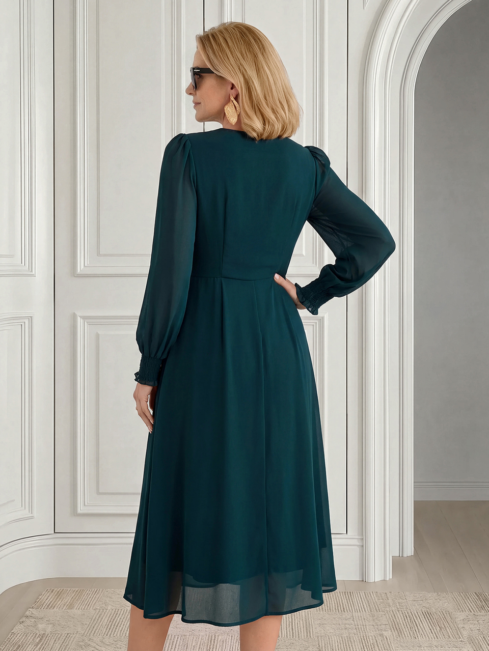 Elegant Solid Color Dress For Middle-Aged And Elderly Women