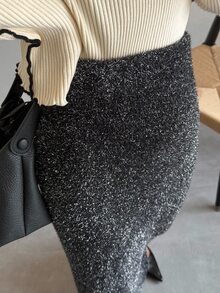 Dazy Tall Women's Straight Elegant Knit Skirt - Dark Grey - View 5