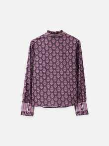 Nöista  Straight-Cut Bowknot Shirt, Retro Floraland Striped Patchwork,  French, Pastoral Charm, Elegance.Practicality, Elegance And Modern.Fall/Winter,. - Multicolor - View 8