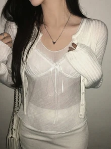 DAZY 女款素色百褶休閒百搭日常上衣 - 白色 - 查看 3