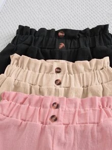 SHEIN 3件組女童休閒舒適寬腿長褲，適合春秋季節 - 彩色 - 查看 5