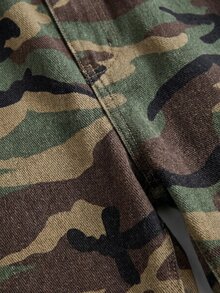 SHEIN 青少年女孩迷彩牛仔寬鬆長褲 - 軍綠色 - 查看 3