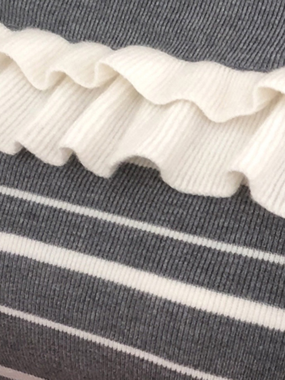 Women's Off-Shoulder Ruffle Trim Long Sleeve Sweater, Autumn/Winter