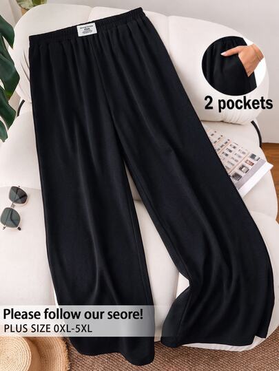 GlowEve CURVE Plus Size Women's New Fashion Autumn/Winter Casual Minimalist Wide Leg Sweatpants