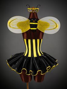 Amplova Women's Yellow & Black Striped Waist-Cinching A-Line Mini Dress - Yellow - View 9
