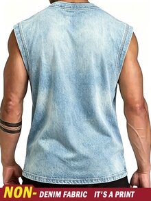 Rovax 男士休閒牛仔效果印花背心，適合日常穿著 - 彩色 - 查看 2