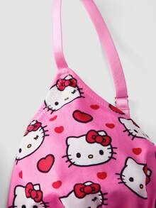 Chillnights HELLO KITTY AND FRIENDS | SHEIN 2pcs Bra Segitiga Pink dengan Bantalan Cup, Motif Cetak Seluruh Permukaan, Set Pakaian Dalam Wanita yang Manis & Imut - Berwarna merah muda - View 4